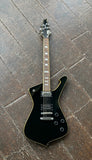Ibanez Iceman IC400 electric guitar in black with rosewood fretboard and black headstock