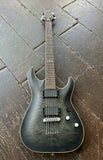Schecter C1 Platinum grey electric guitar with satin hardware and rosewood fretboard satin grey headstock