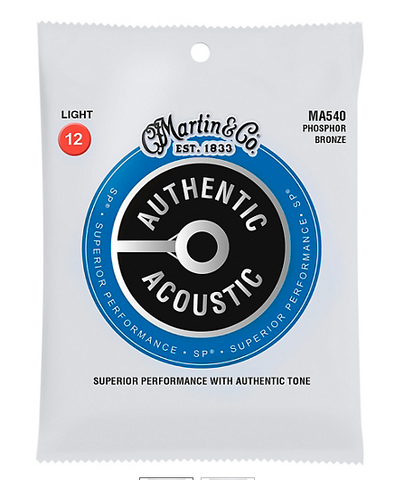 Martin MA540 SP Phosphor Bronze Light 12-54 Authentic Acoustic Guitar Strings