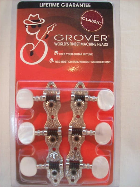 306N Grover Deluxe Nickel Classical Guitar Tuners w/Pearl Buttons