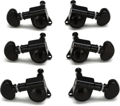 Grover Mid-Size Rotomatic Tuners - 3+3 - Black Chrome