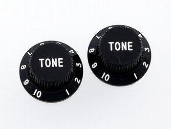 Set of 2 Black Plastic Tone Knobs